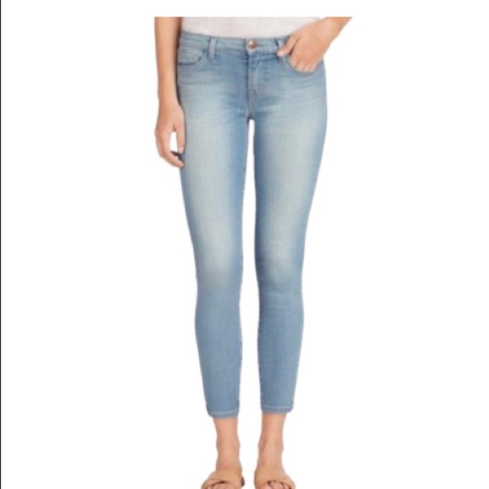J Brand Light Wash Capri Crop In Beyond Skinny